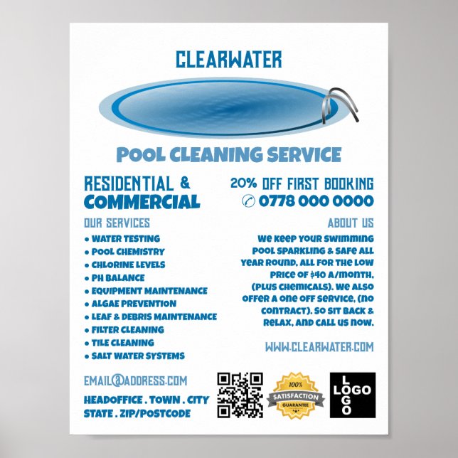 Round Pool Design, Swimming Pool Cleaning Service Poster (Front)