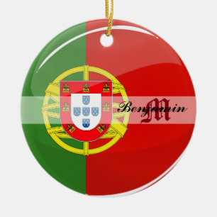 Round Portuguese Flag Ceramic Ornament