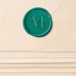 Round Postage Stamp Border Monogram Wax Seal Sticker