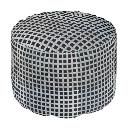 Round Pouf Black  White Checkered 