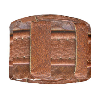 Round Pouf Brown leather