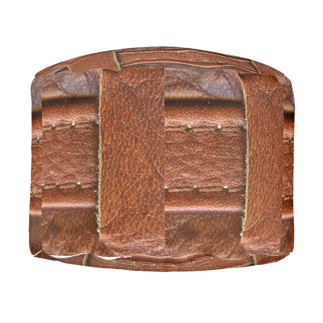 Round Pouf Brown leather (Back)