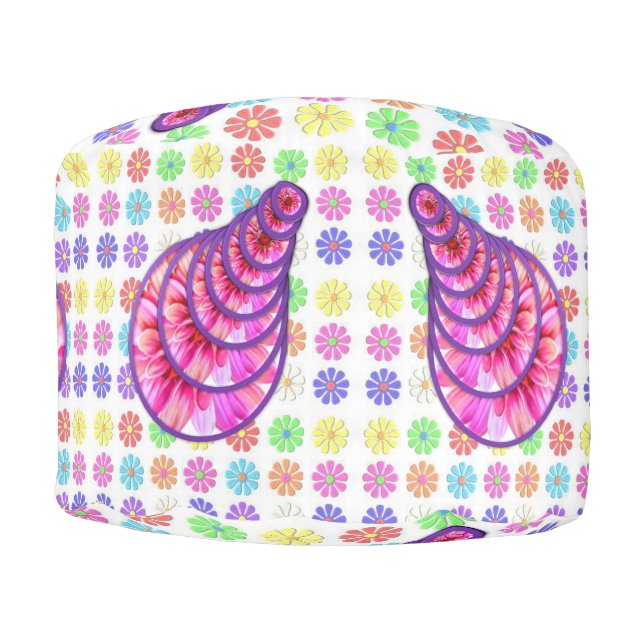 Round Pouf Floral (Front)