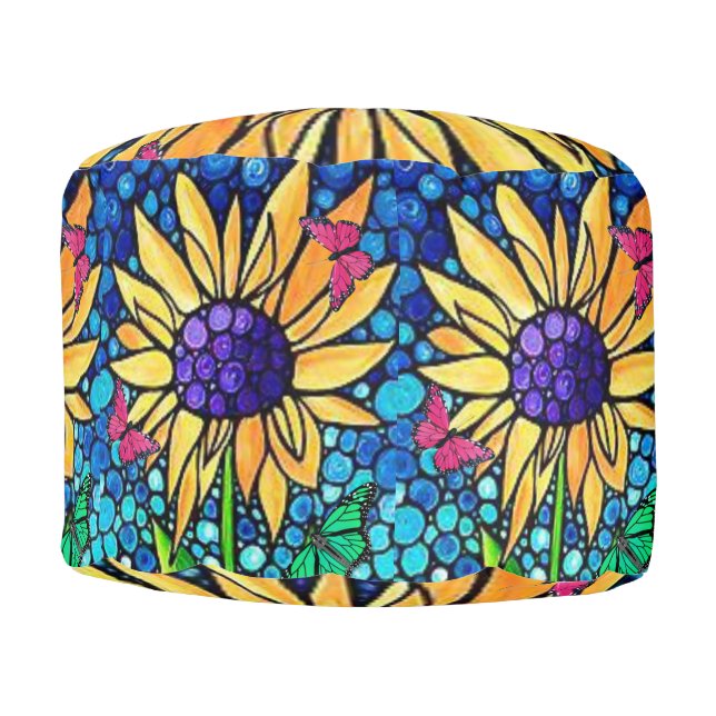 Round Pouf Floral (Front)