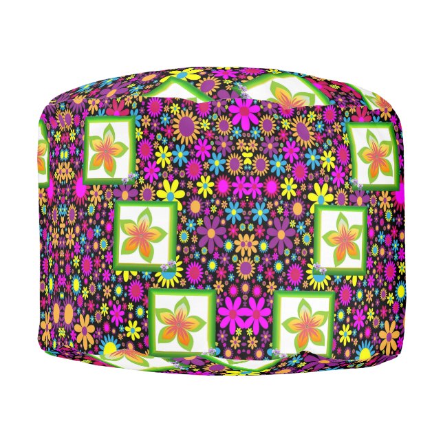 Round Pouf Floral (Front)