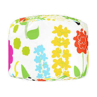 Round Pouf garden of flowers by Gemma Orte Designs