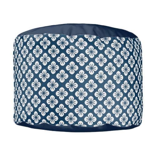 Round Pouf JAPANESE PRINT BLUE AND WHITE