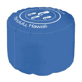 Round Pouf - Sea Horses and Home Port