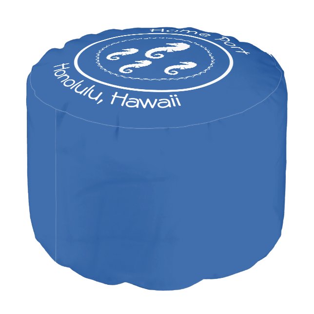 Round Pouf - Sea Horses and Home Port (Angled Back)