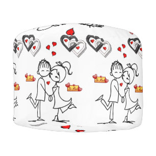 Round Pouf Valentine's Day