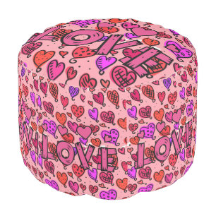 Round Pouf Valentine's Day