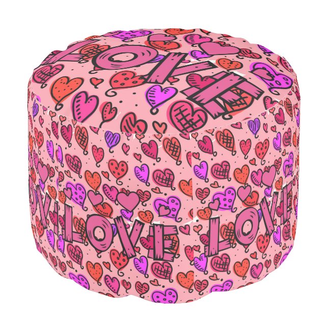 Round Pouf Valentine's Day (Angled Back)