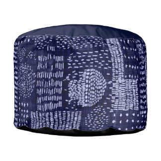 ROUND POUFS WITH CUSTOM INITIAL JAPANESE PATTERN