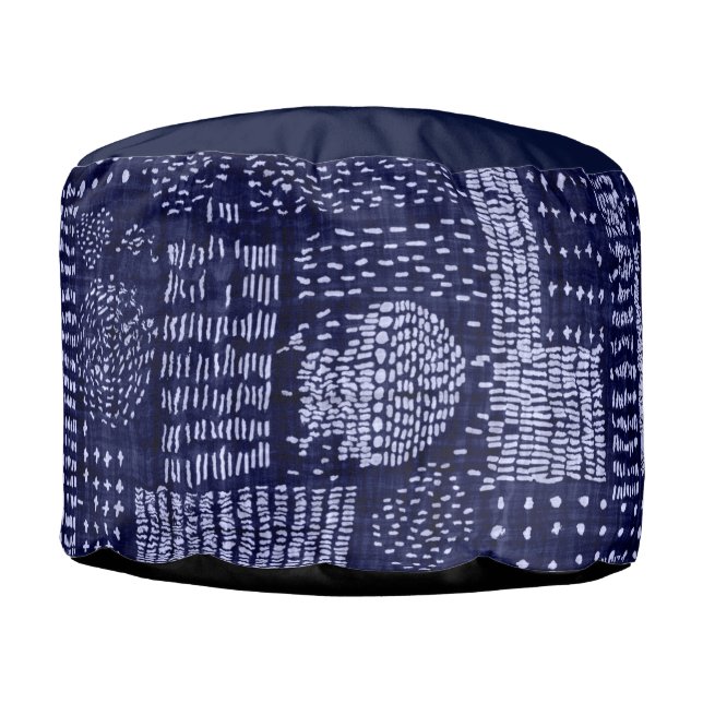 ROUND POUFS WITH CUSTOM INITIAL JAPANESE PATTERN (Front)