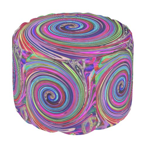 Round pour foot stool swirls colorful pouf