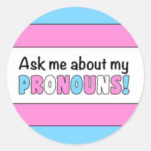 Round Pronouns Sticker (Trans Pride)