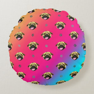 Round Pug Print Cishion Pillow