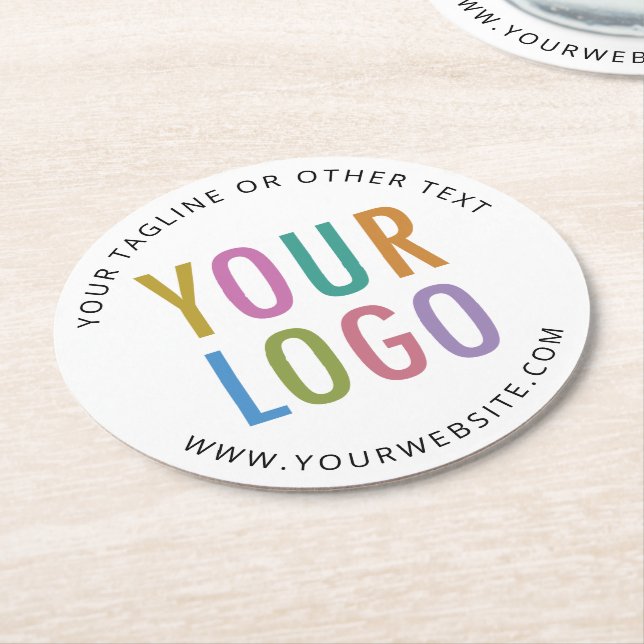 Round Pulpboard Coasters Business Logo Branded (Angled)