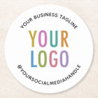 Round Pulpboard Paper Coasters Custom Logo Branded