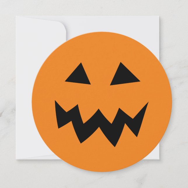 Round pumpkin Halloween Birthday party invitations (Front)
