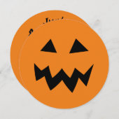 Round pumpkin Halloween Birthday party invitations (Front/Back)