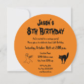 Round pumpkin Halloween Birthday party invitations (Back)