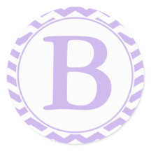 Round Purple Chevrons Envelope Seal with Monogram