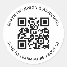 Round QR Code Stickers Custom Business White