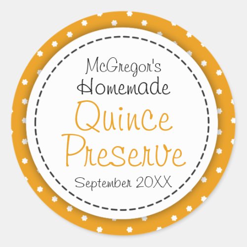 Round Quince preserve or jam jar food label