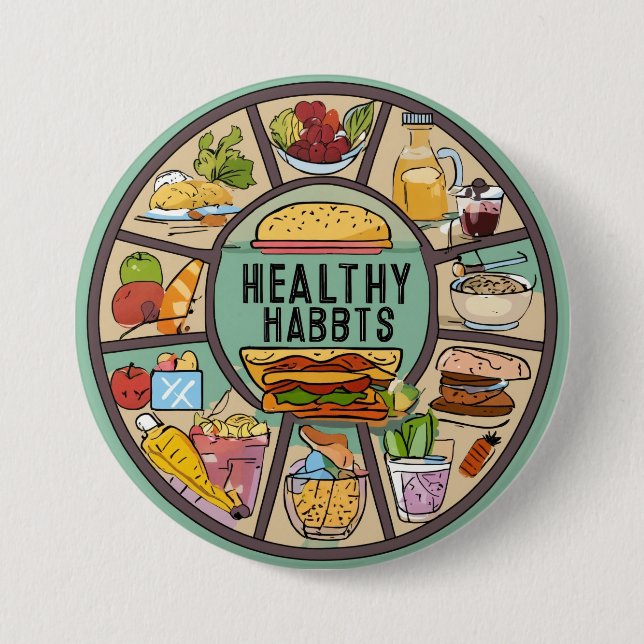 "Round Radiance: Embracing Healthy Habits" Button (Front)