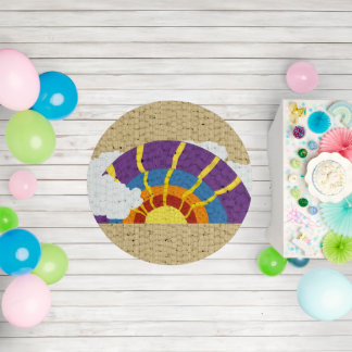 Round Rainbow rug indoor outdoor