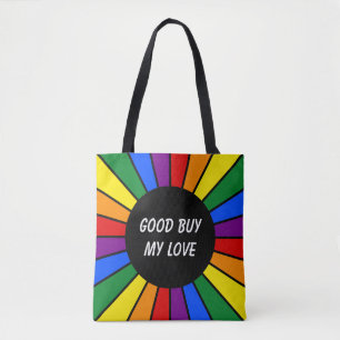Round Rays Frame Rainbow + your backgr. & ideas Tote Bag