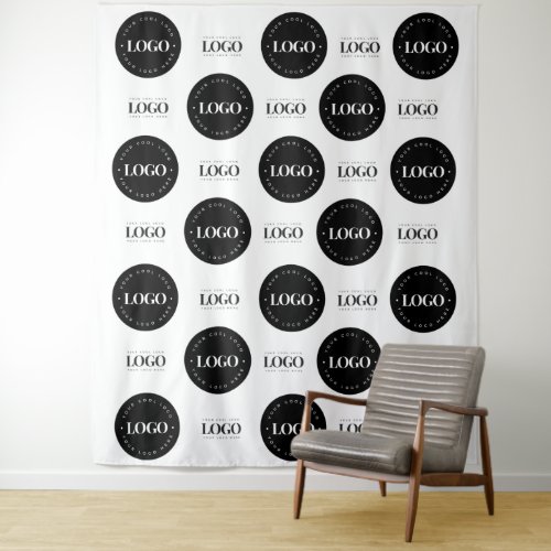 Round  Rectangle Logo Step and Repeat Photo Booth Tapestry