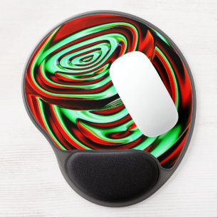Round red and mint metal and glass handle gel mouse pad