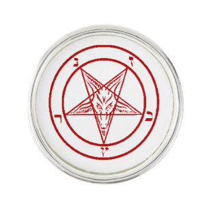Round Red Baphomet Lapel Pin