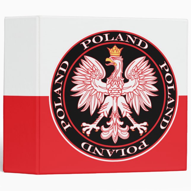 Round Red Polish Eagle 3 Ring Binder (Front/Spine)