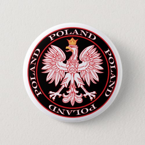 Round Red Polish Eagle Button