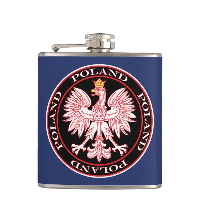 Round Red Polish Eagle Flask (Front)