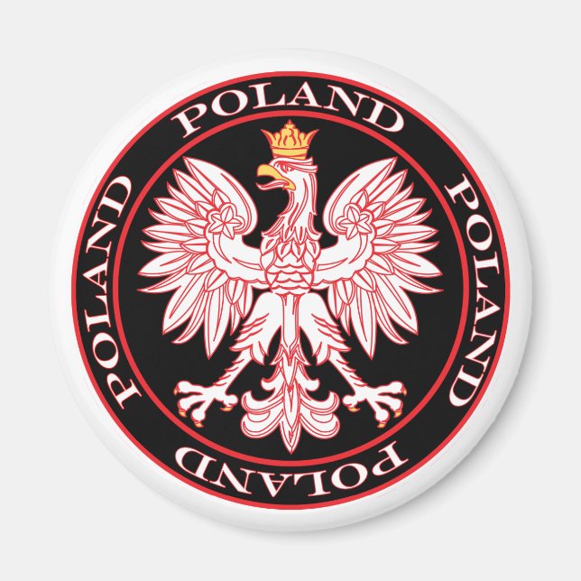 Round Red Polish Eagle Magnet (Front)
