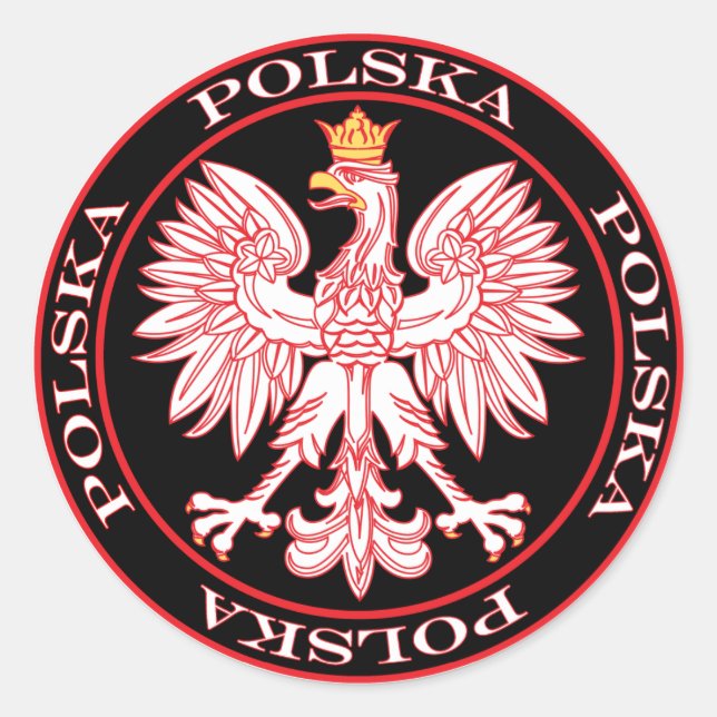 Round Red Polska Eagle Classic Round Sticker (Front)