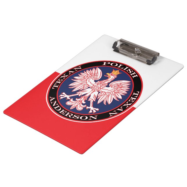 Round Red Polska Eagle Clipboard (Angled)