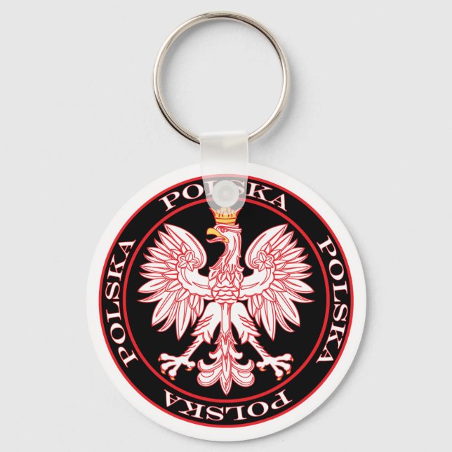 Round Red Polska Eagle Keychain (Front)