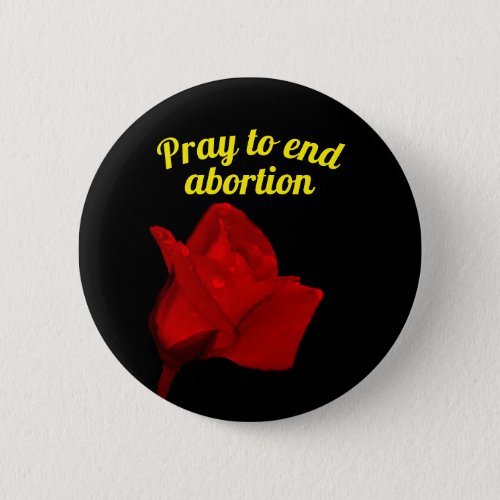 Round red Pray to end abortion pin