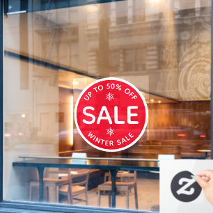 Round Red Simple Modern Window Display Store Sale Cling