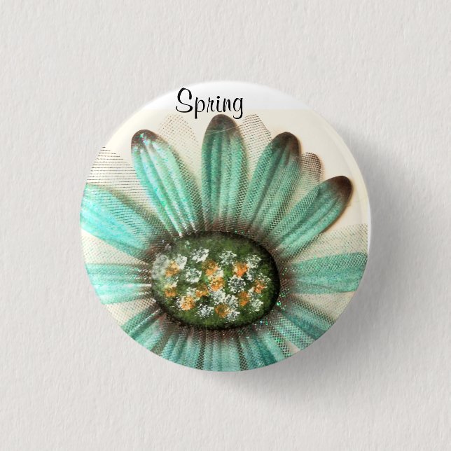 ROUND REFRIGERATOR MAGNET SPRING FLOWER BUTTON (Front)