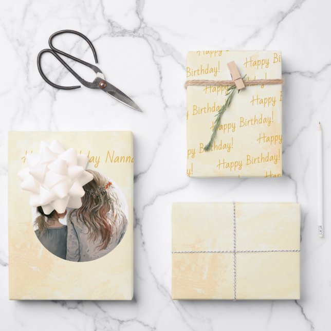 Round Replaceable Photo Pastel Watercolor Wrapping Paper Sheets (Front)