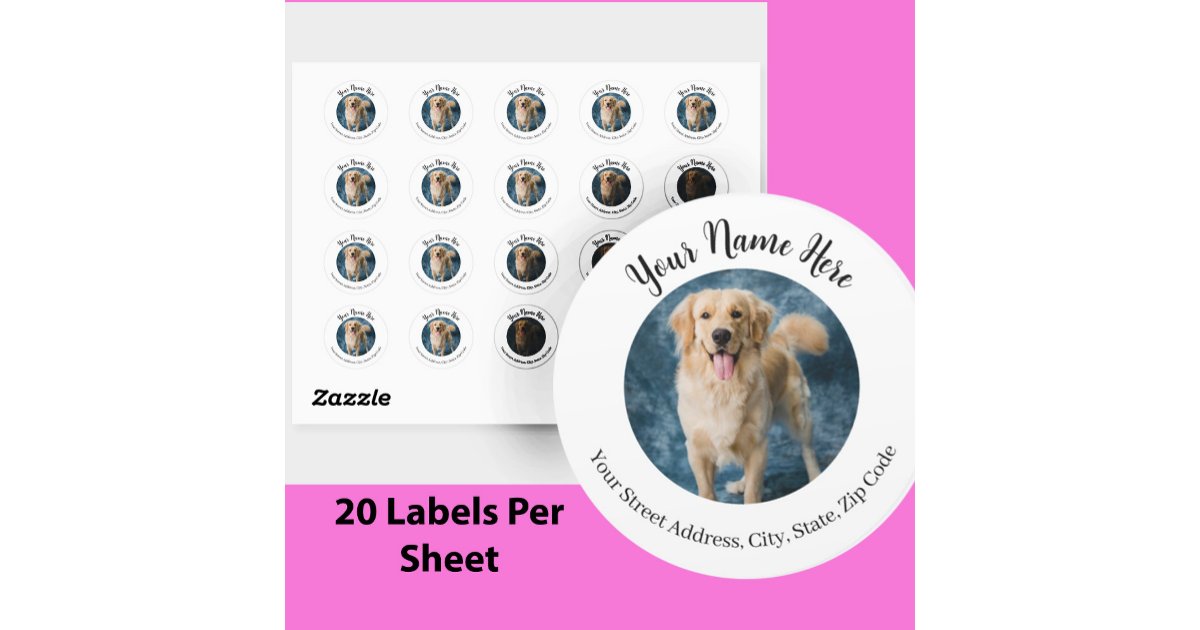 Round Return Address Label Custom Dog Photo | Zazzle