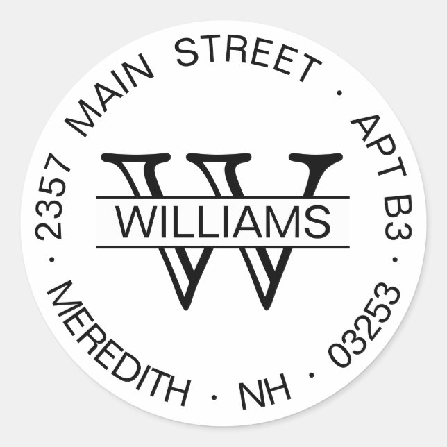 Round Return Address Label TEMPLATE (Front)