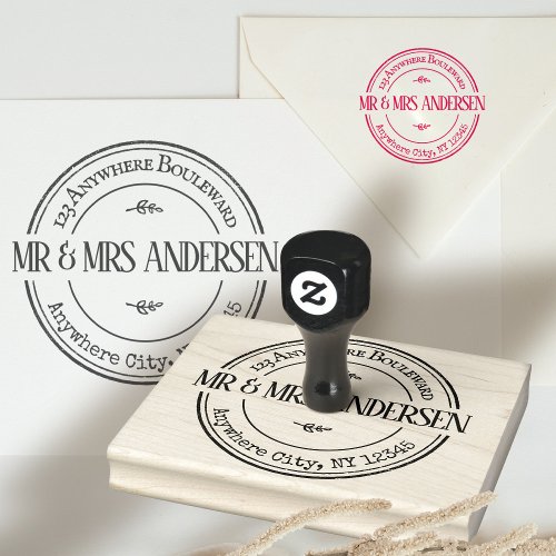 Round Return Address Simple and Classic Large Rubber Stamp