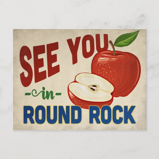 Round Rock Texas Apple - Vintage Travel Postcard (Front)